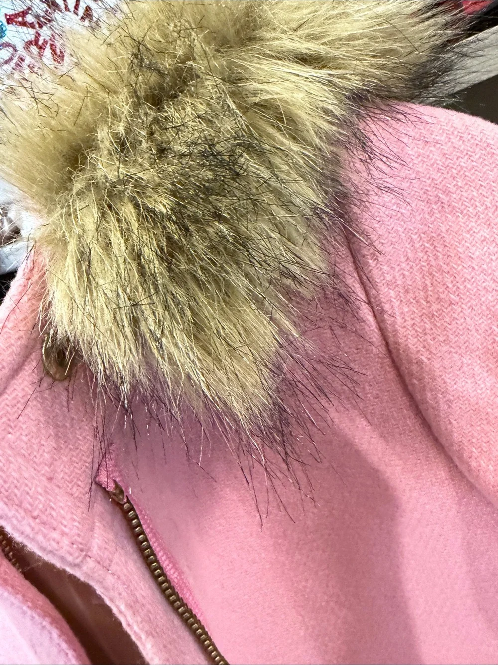J. Crew Pink Wool Coat with Faux Fur Trim - Picture 4 of 7